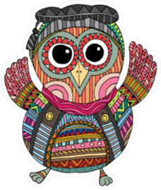 Doodle Style Owl Sticker