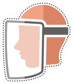 Dotted Line Face Visor Icon Medical Sticker