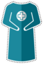 Dotted Line Surgical Gown Icon Sticker