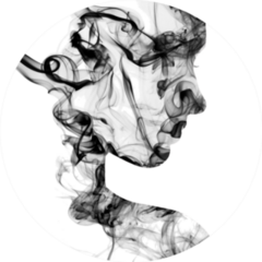 Double Exposure Portrait Of Young Woman And Smoke Sticker