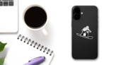 Double Exposure Snowboarder Sticker on a Phone (New) example