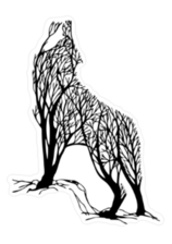 Double Exposure Wolf Trees Sticker