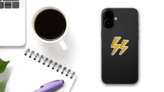 Double Lightning Bolts Sticker on a Phone (New) example