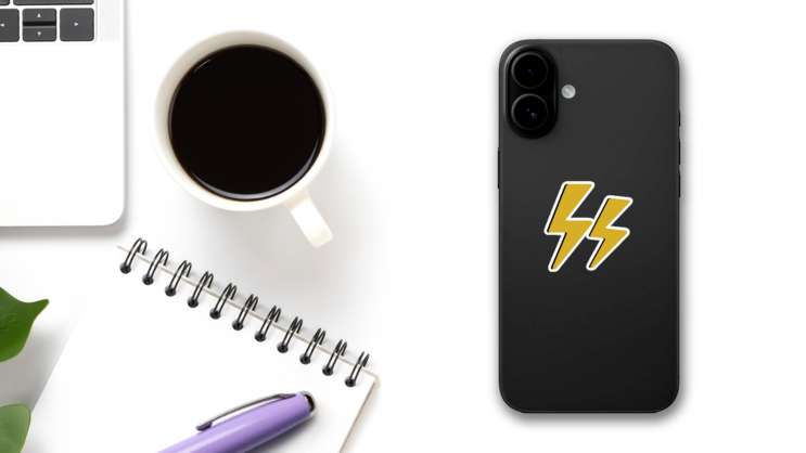 Double Lightning Bolts Sticker on a Phone (New) example