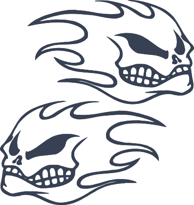 Double Skulls On Fire Sticker