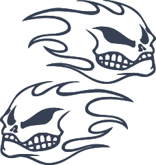 Double Skulls On Fire Sticker
