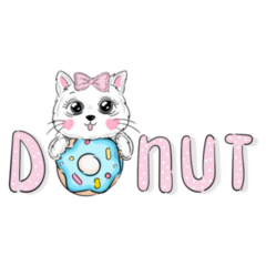 Doughnut And Kitten Decorative Lettering Sticker