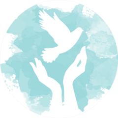 Dove Of Peace Flying From Open Hands Blue Paint Sticker
