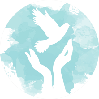Dove Of Peace Flying From Open Hands Blue Paint Sticker