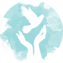 Dove Of Peace Flying From Open Hands Blue Paint Sticker
