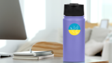 Dove Of Peace On Ukraine Flag Sticker on a Water Bottle (New) example