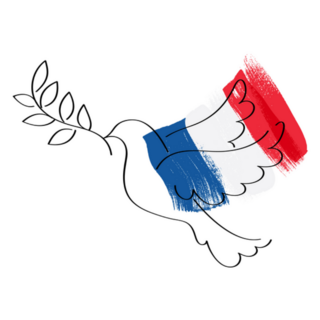 Dove Symbol Of Peace And Flag Of France Illustration Sticker