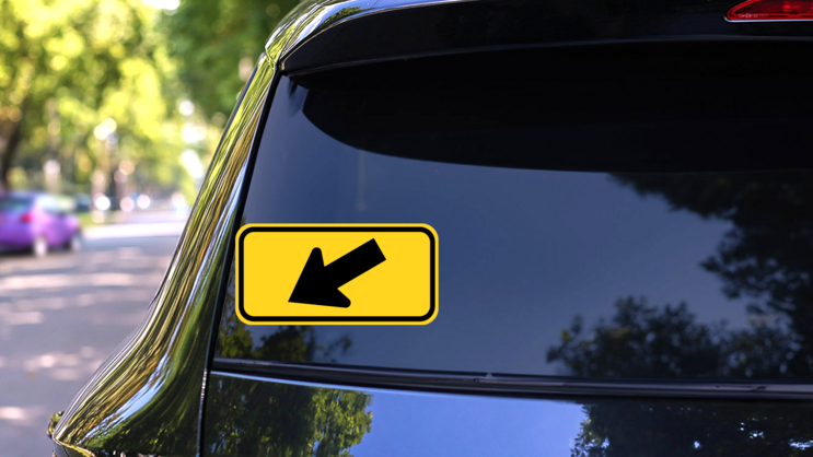 Down Left Arrow Sticker on a Rear Car Window (New) example