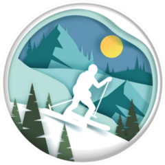 Downhill Skiing Illustration Sticker