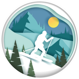 Downhill Skiing Illustration Sticker
