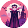 Dracula Vampire On Pink Sticker