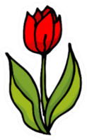 Drawing By Hand Red Tulip Sticker