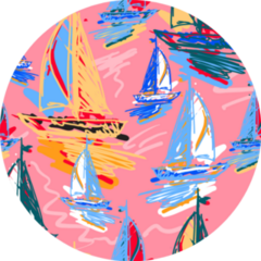 Drawing Colorful Wind Surf Pattern Of Sailboats Sticker