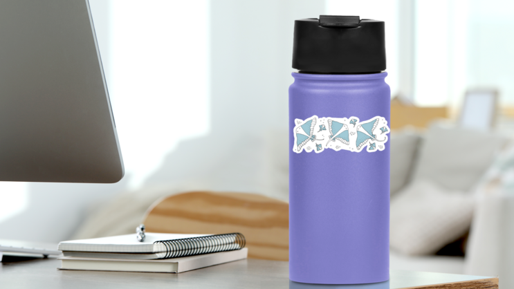 Drawing - Funny Stingrays Sticker on a Water Bottle (New) example