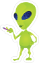 Drawing Green Alien Sticker