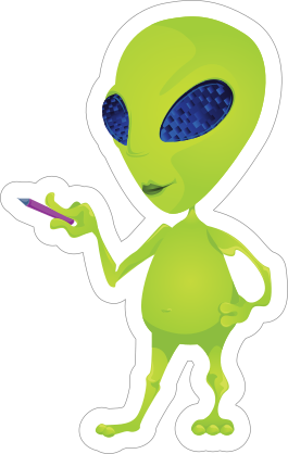 Drawing Green Alien Sticker