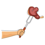 Drawing Hand Holding Steak On Fork Sticker