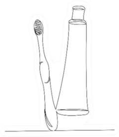 Drawing Line Art Doodle Dental Toothbrush And Paste Sticker