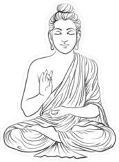 Drawing Of A Buddha Statue Sticker