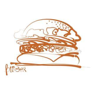 Drawing Of A Burger, Delicious Fast Food Sticker