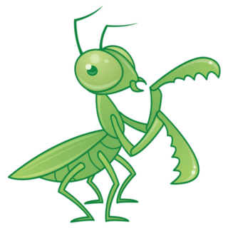 Drawing Of A Cute And Friendly Praying Mantis Sticker