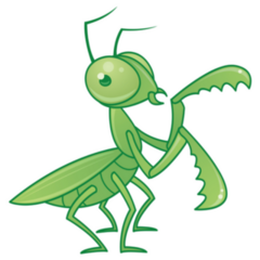 Drawing Of A Cute And Friendly Praying Mantis Sticker