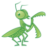 Drawing Of A Cute And Friendly Praying Mantis Sticker