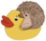 Drawing Of A Hedgehog Sitting In A Rubber Duck Sticker
