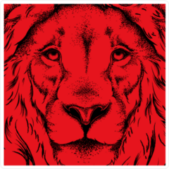 Drawing Of A Red Lions Head Sticker