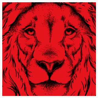 Drawing Of A Red Lions Head Sticker