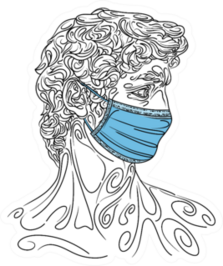 Drawing Of David In Medical Mask Sticker