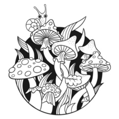 Drawing Of Forest Poisonous Mushrooms Cool Sticker