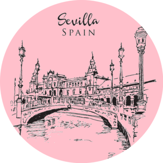 Drawing Of La Plaza De Espana In Seville, Spain Sticker