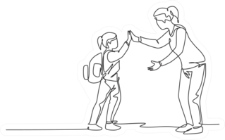 Drawing Of Teacher Giving High Five To Student Sticker