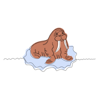 Drawing Of Walrus On Ice Sticker