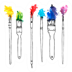 Drawing Paint Brushes With Color Paint Sticker