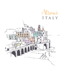 Drawing Sketch Illustration Of Atrani, South-western Italy Sticker