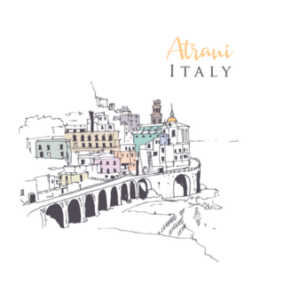 Drawing Sketch Illustration Of Atrani, South-western Italy Sticker