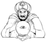 Drawing Sketch Male Fortune Teller Over Crystal Ball Sticker