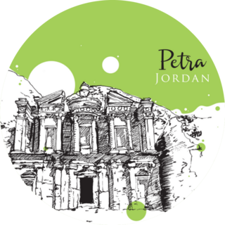 Drawing Sketch Petra In Jordan Green Sticker