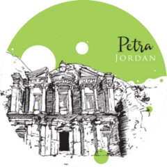 Drawing Sketch Petra In Jordan Green Sticker