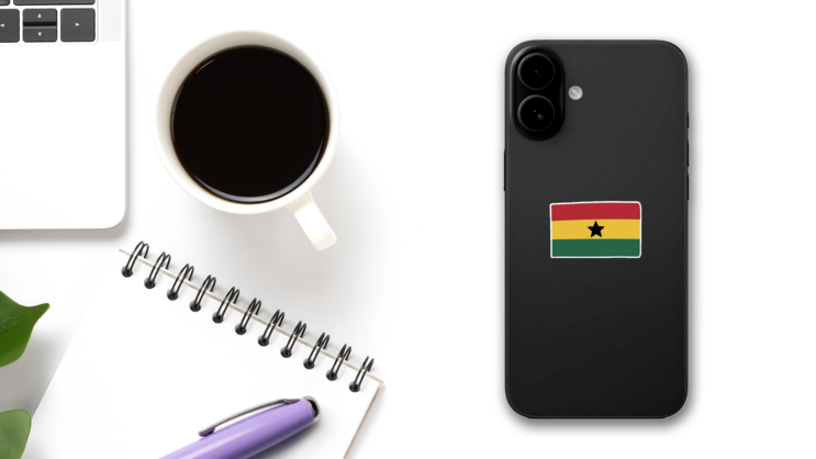 Drawn Flag Of Ghana Sticker on a Phone (New) example
