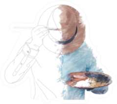 Drawn Man Painting Himself Sticker