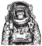 Drawn Monkey Astronaut Sticker