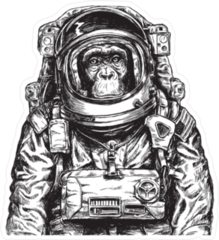 Drawn Monkey Astronaut Sticker